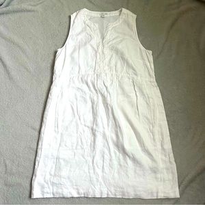 J. Jill Love Linen Petite White Babydoll Dress Sleeveless 100% Linen Medium